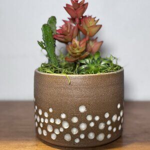 Handmade pottery container, jar, planter, vase, cylinder.